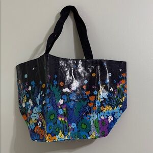 Floral Black Tote Bag